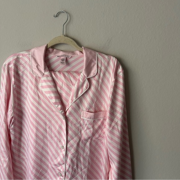 Victoria’s Secret Classic Satin Afterhours Pink Stripe Satin Pajama Set silky XS - Picture 5 of 15